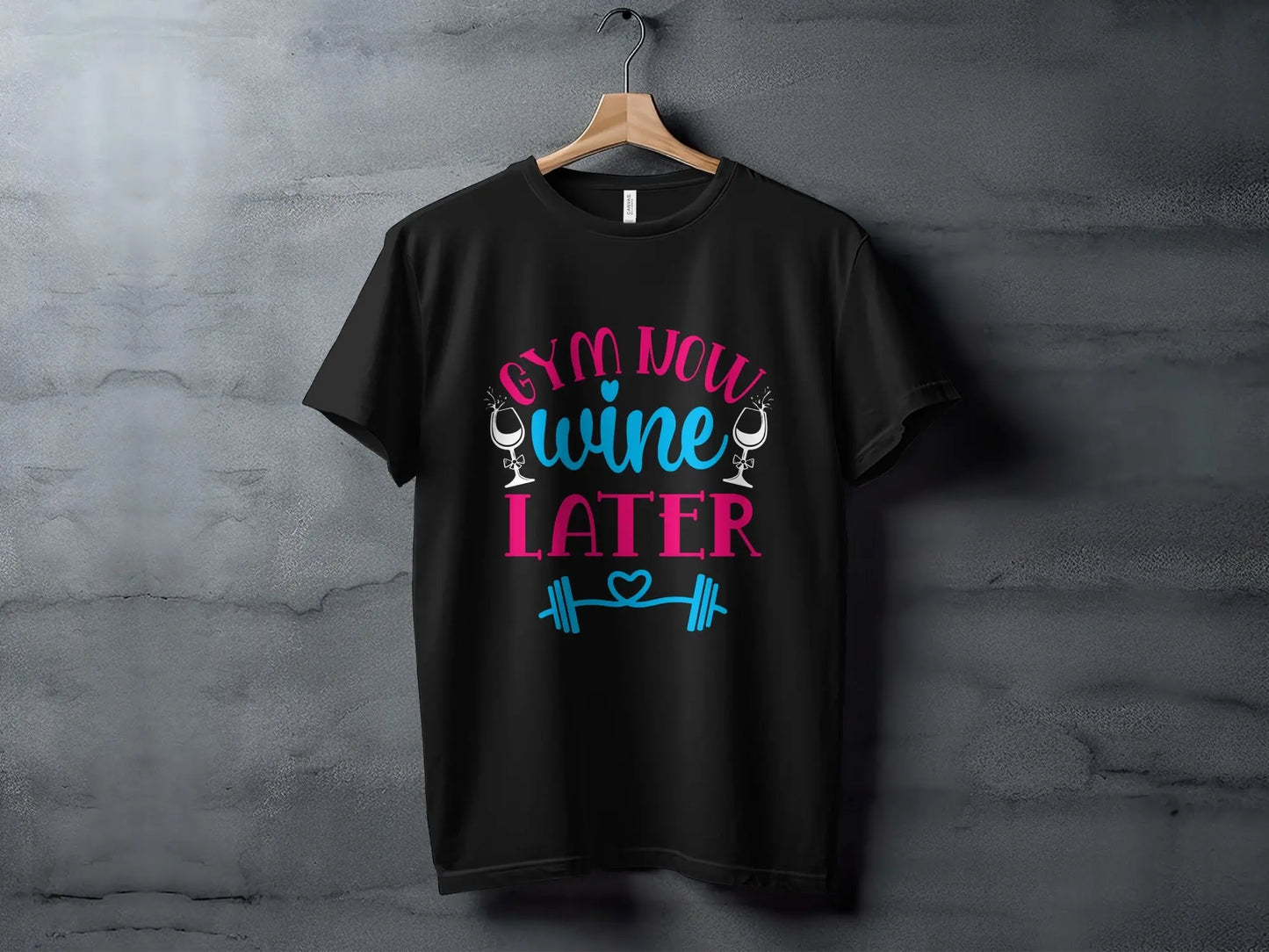 Fun "Gym Now Wine Later" Printed T-Shirt Boofy
