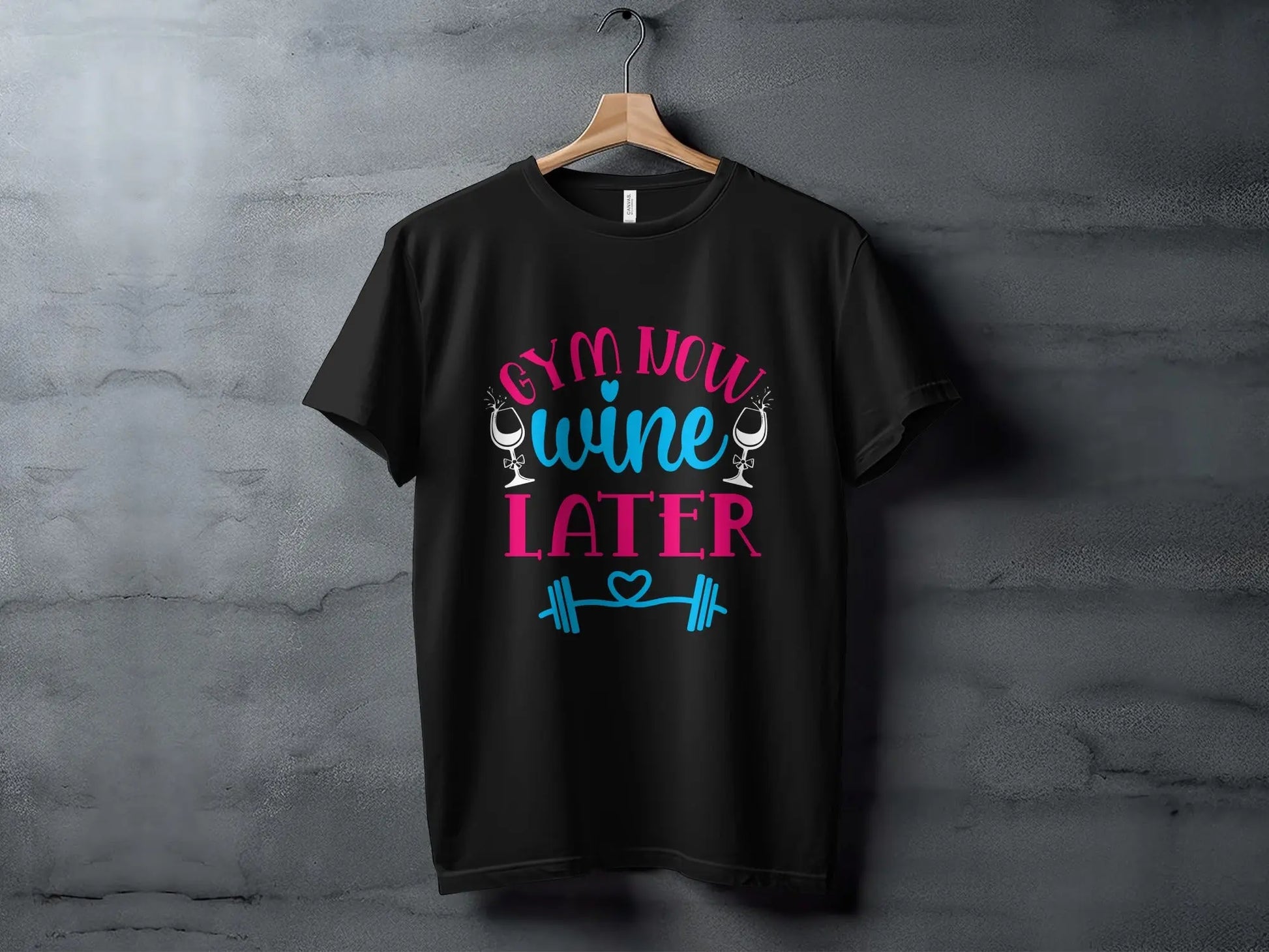 Fun "Gym Now Wine Later" Printed T-Shirt Boofy