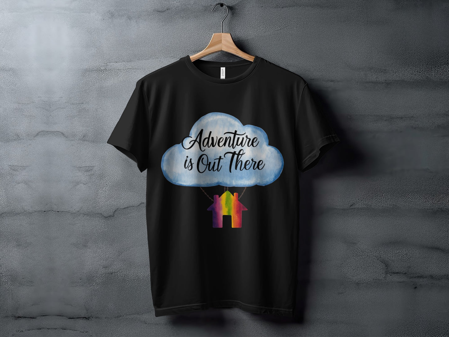 Whimsical Adventure T-Shirt: "Adventure Is Out There" House Balloon
