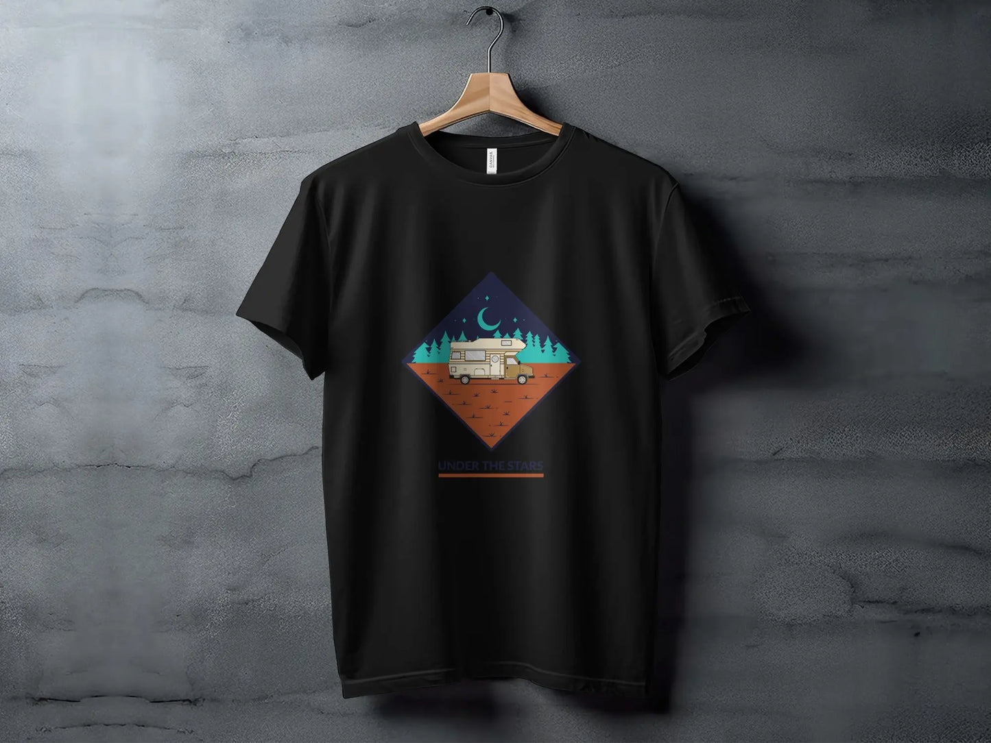 Under the Stars Camper Van Illustration T-Shirts My Store
