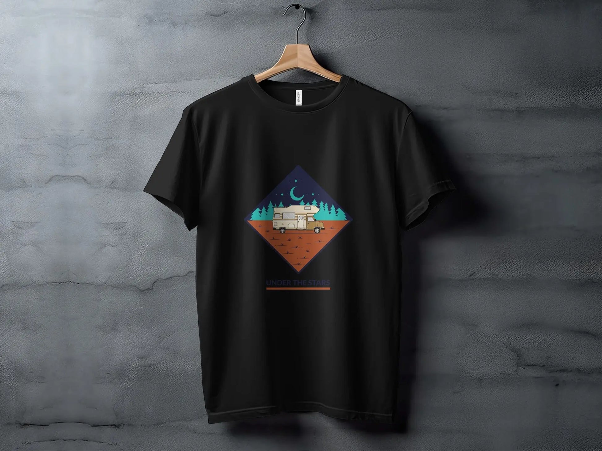 Under the Stars Camper Van Illustration T-Shirts My Store