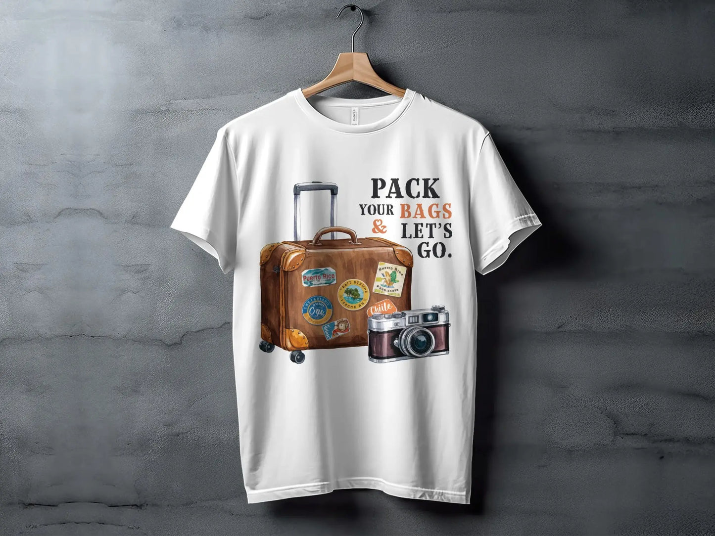 Adventure T-Shirt: "Pack Your Bags And Let's Go" Traveler Tee