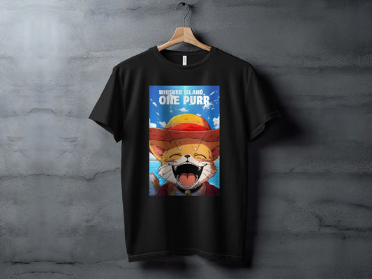 Whisker Island One Purr Animated Cat Pirate Design T-Shirt Boofy