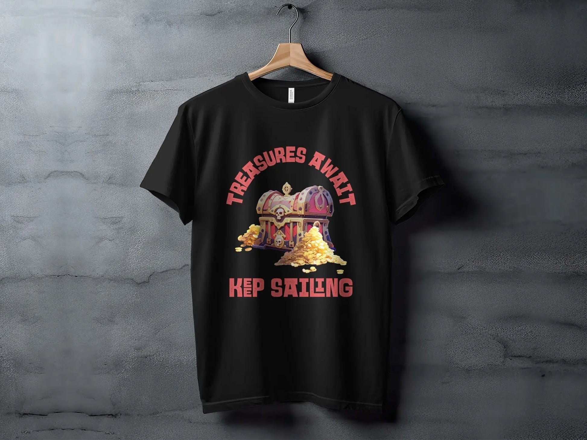 Treasures Await Keep Sailing Pirate Treasure Chest T-Shirt Boofy