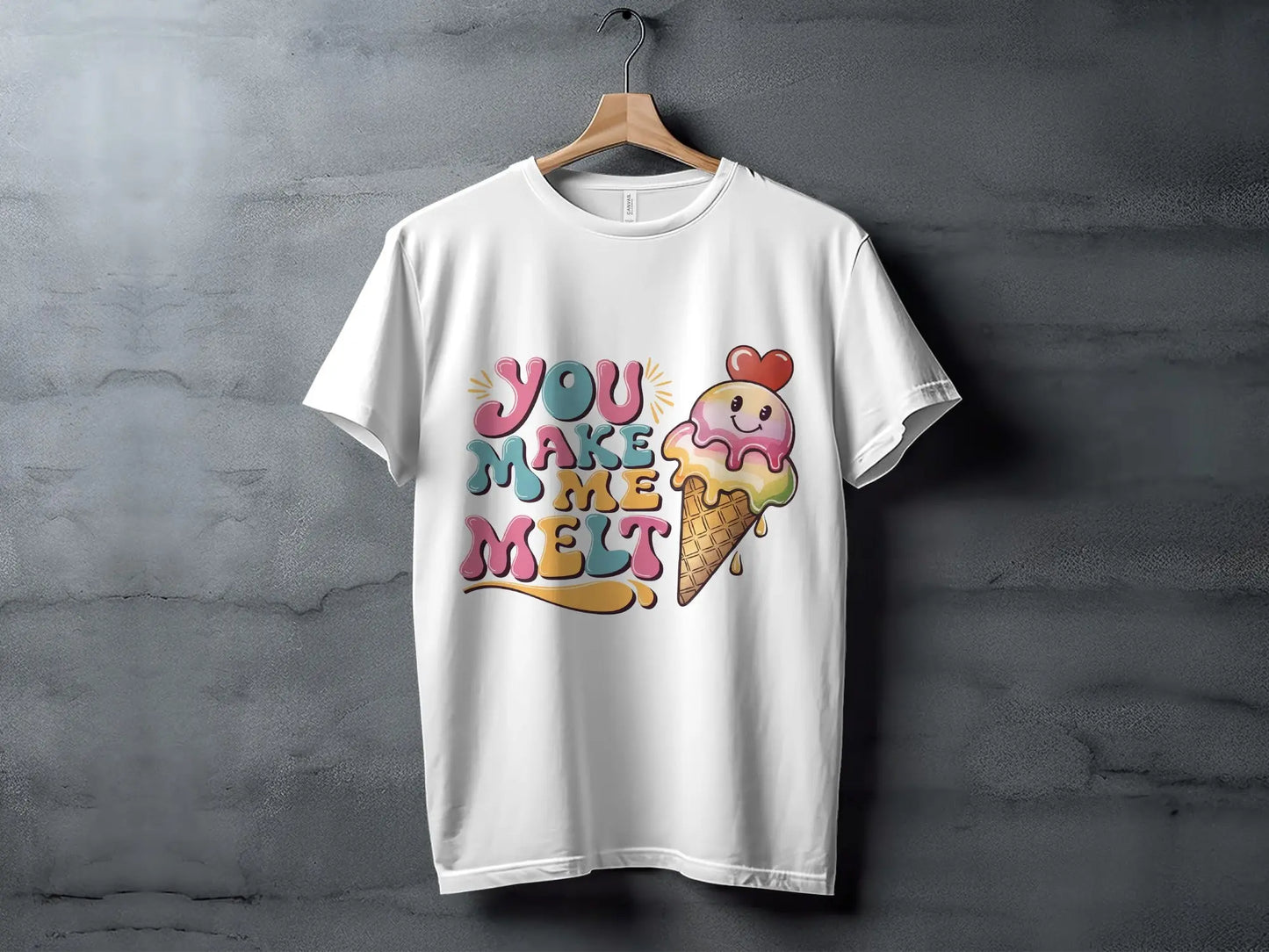 Cute Couple T-Shirt: "You Make Me Melt" Ice Cream Cone Fun Design