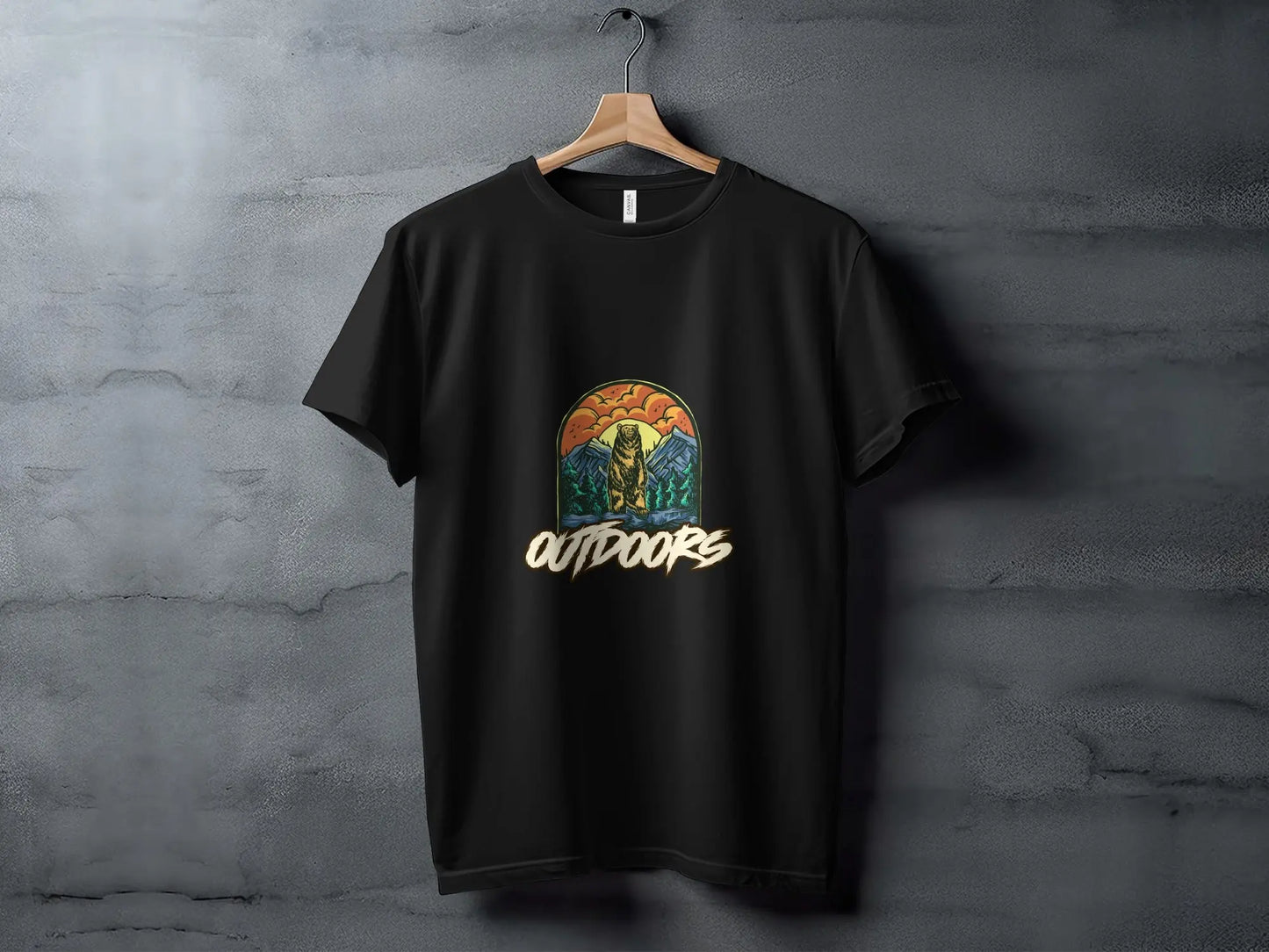 Bear Graphic with Mountains Outdoors Unisex T-Shirts My Store
