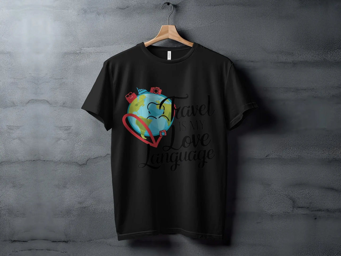 Travel Lover T-Shirt: "Travel Is My Love Language" Earth Globe Tee