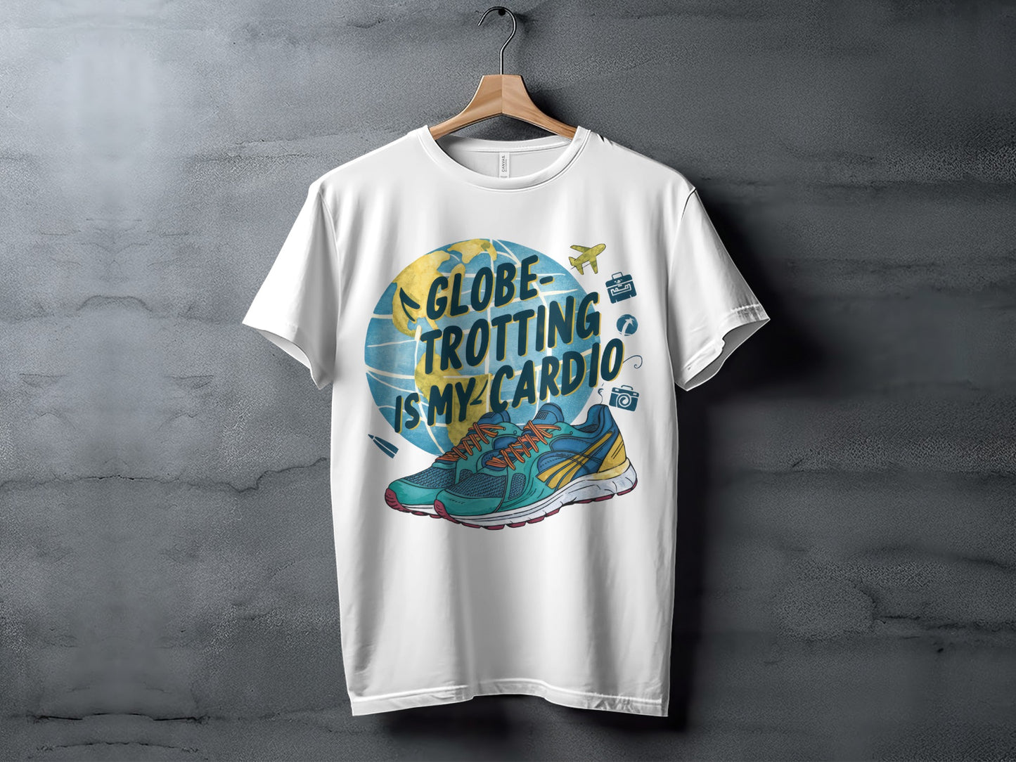 Traveler Fitness T-Shirt: "Globe-Trotting Is My Cardio" Trendy Graphic