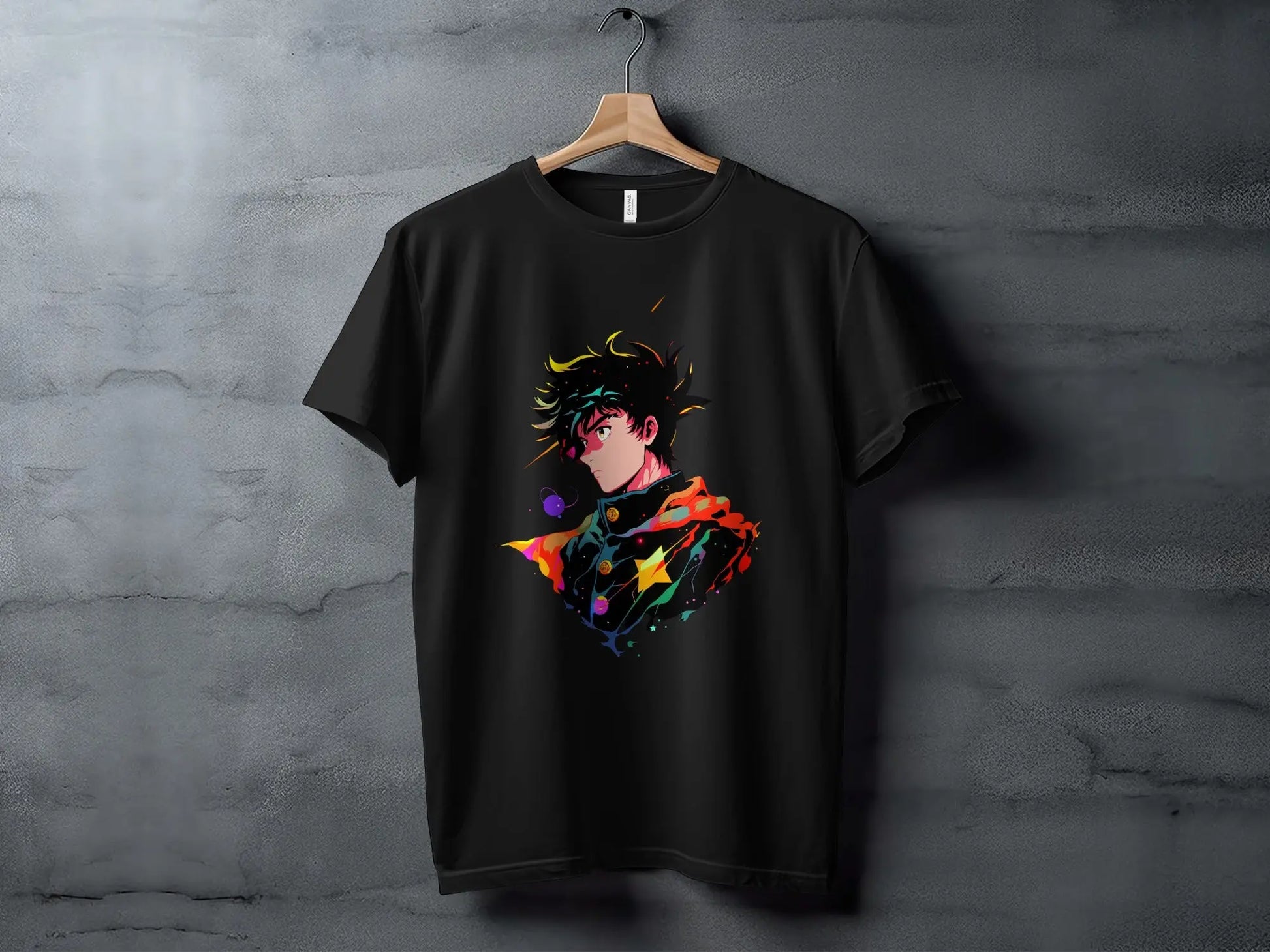 Anime Boy Profile View with Abstract Star Designs T-Shirt Boofy