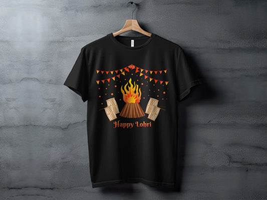 Celebrate Lohri Festival with Drums and Bonfire T-Shirts Boofy
