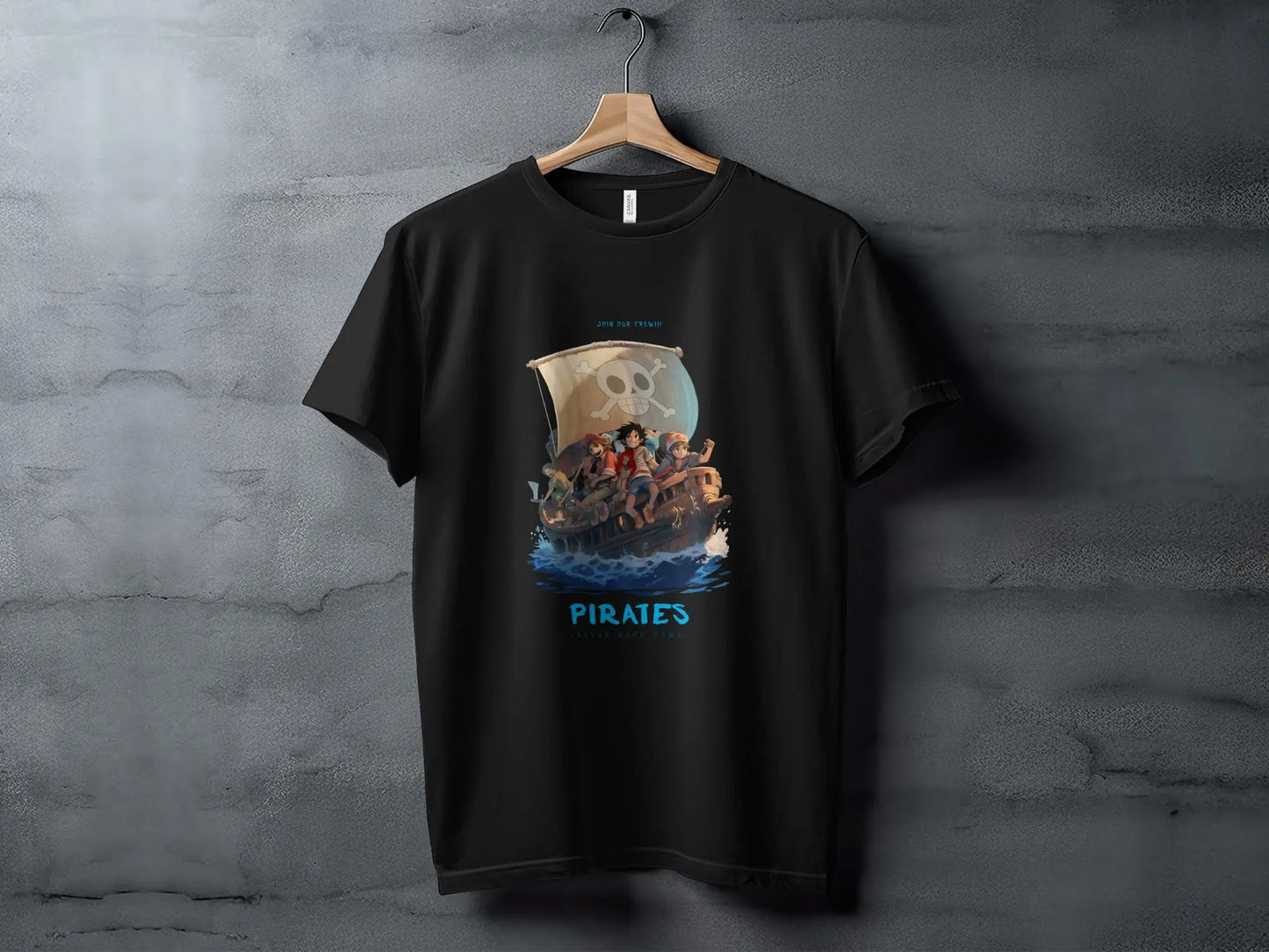 Join Our Crew Never Back Down Pirates Graphic T-Shirt Boofy