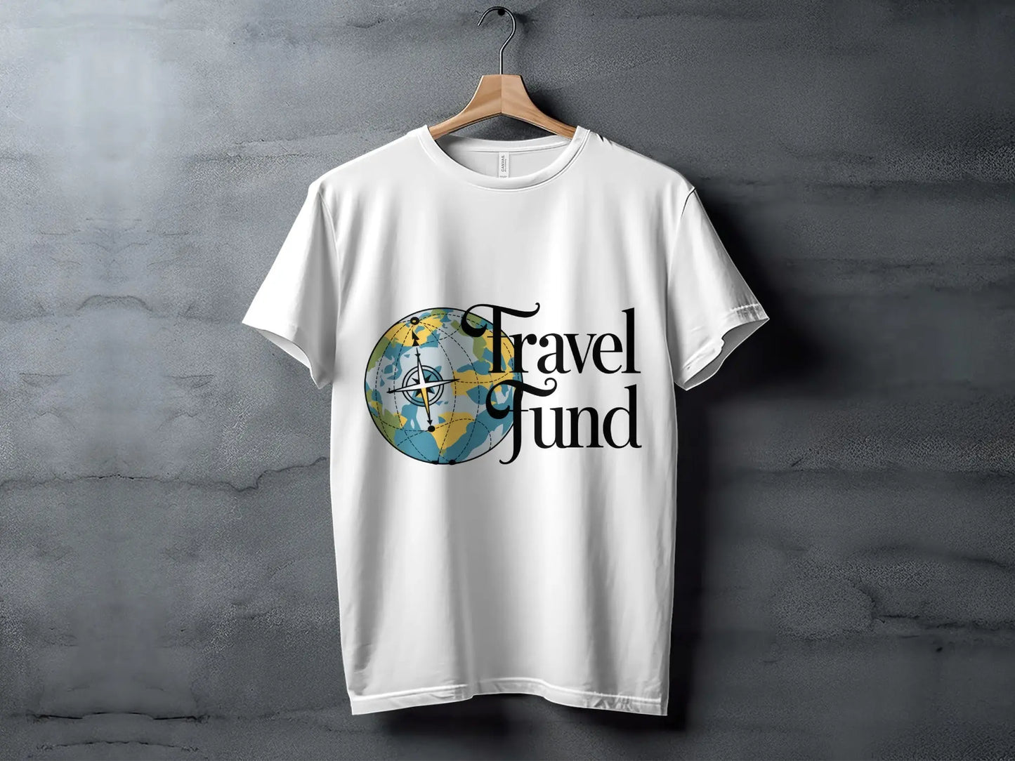 Travel Fund T-Shirt: Earth Compass Globe Artistic Design