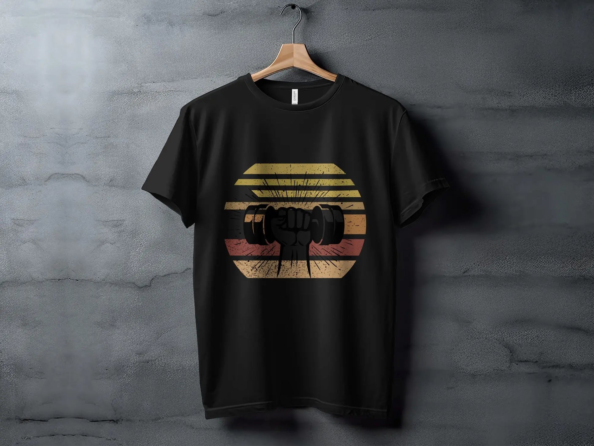 Graphic Dumbbell Lifting Vintage Style T-Shirts Boofy