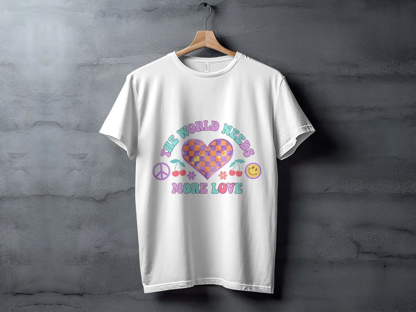 Retro Graphic T-Shirt: "The World Needs More Love" Positive Vibes