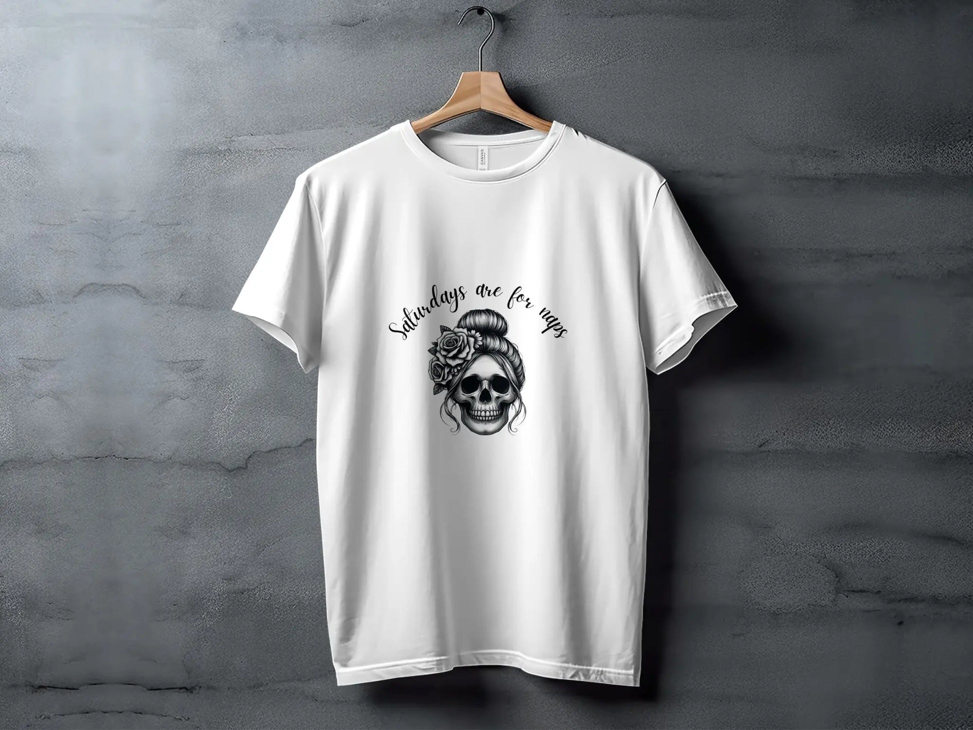 Saturdays Are For Naps Skull Floral Hairstyle T-Shirts Boofy