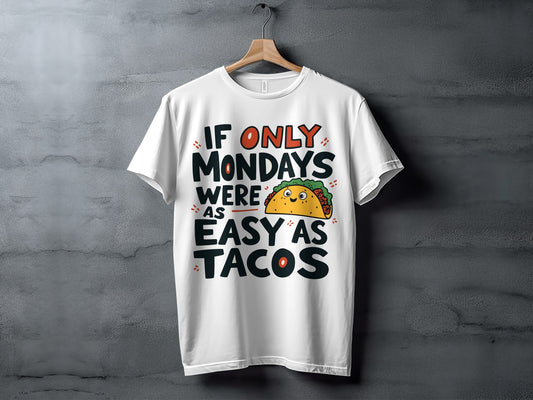 Funny Monday T-Shirt: "If Only Mondays Were As Easy As Tacos" Graphic