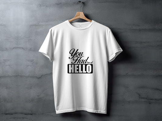 Classic Movie T-Shirt: "You Had Me at Hello" Stylish Script Design