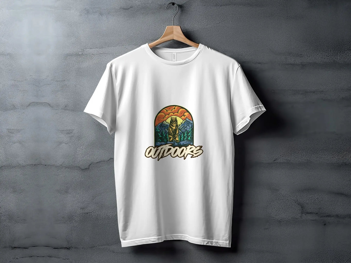 Bear Graphic with Mountains Outdoors Unisex T-Shirts My Store