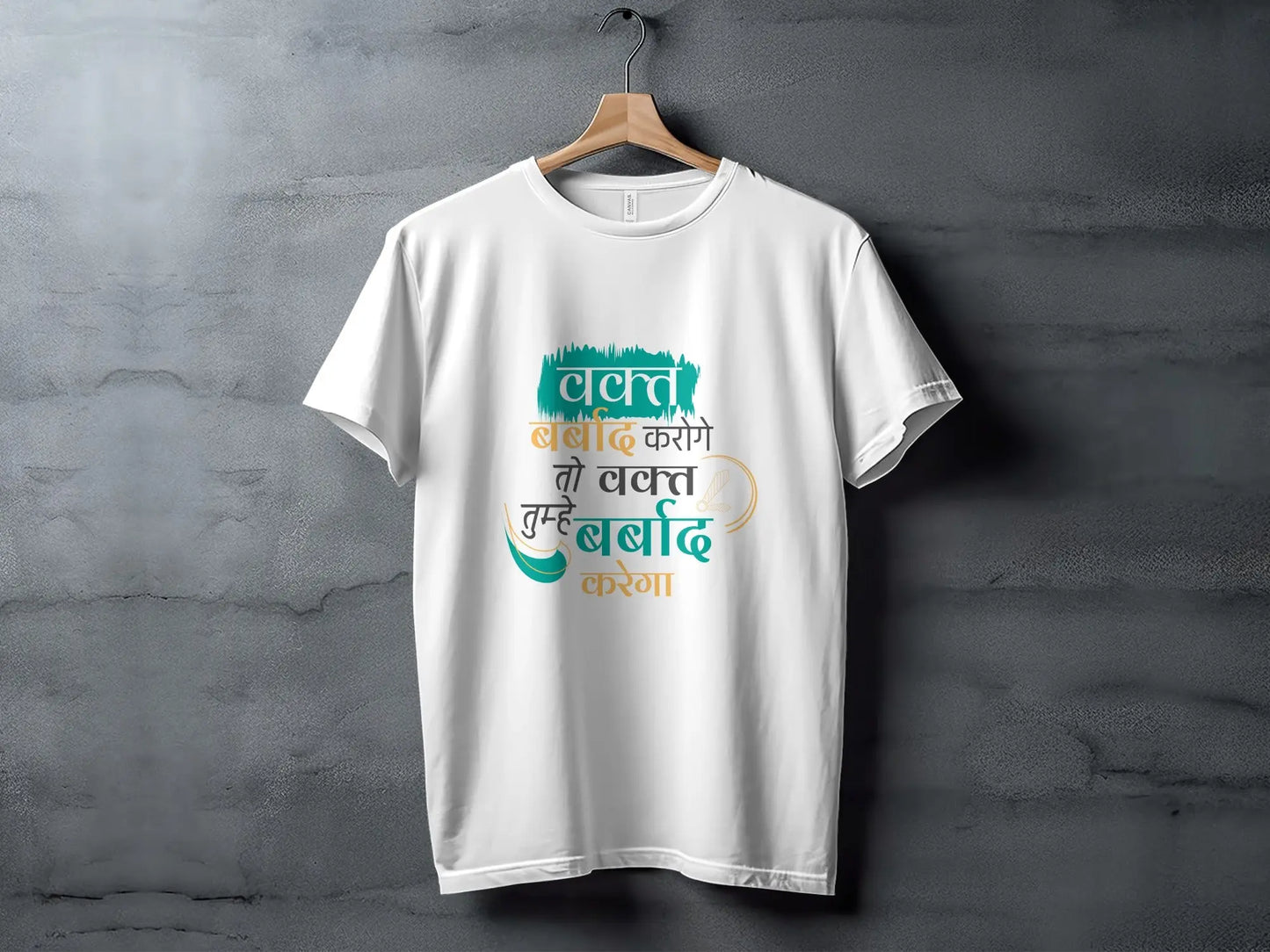 Hindi Quote Saying About Time Design Graphic T-Shirts Boofy