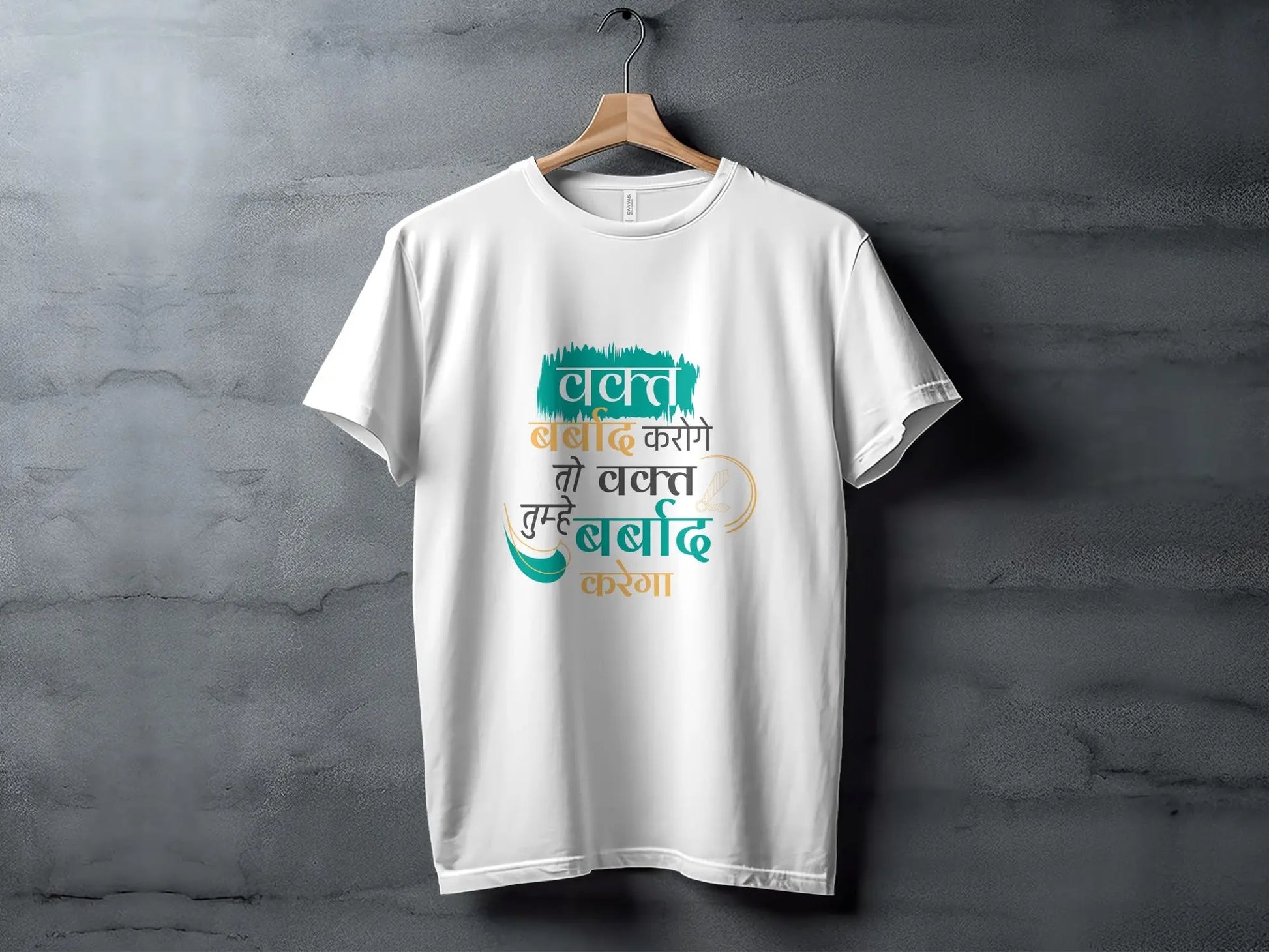 Hindi Quote Saying About Time Design Graphic T-Shirts Boofy