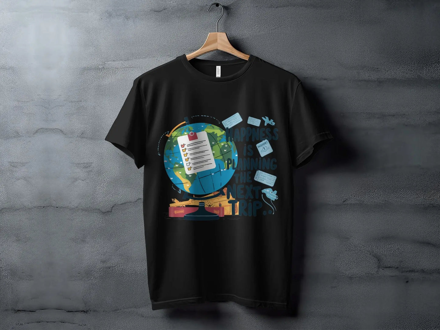 Funny Traveler T-Shirt: "Happiness Is Planning the Next Trip" Planner