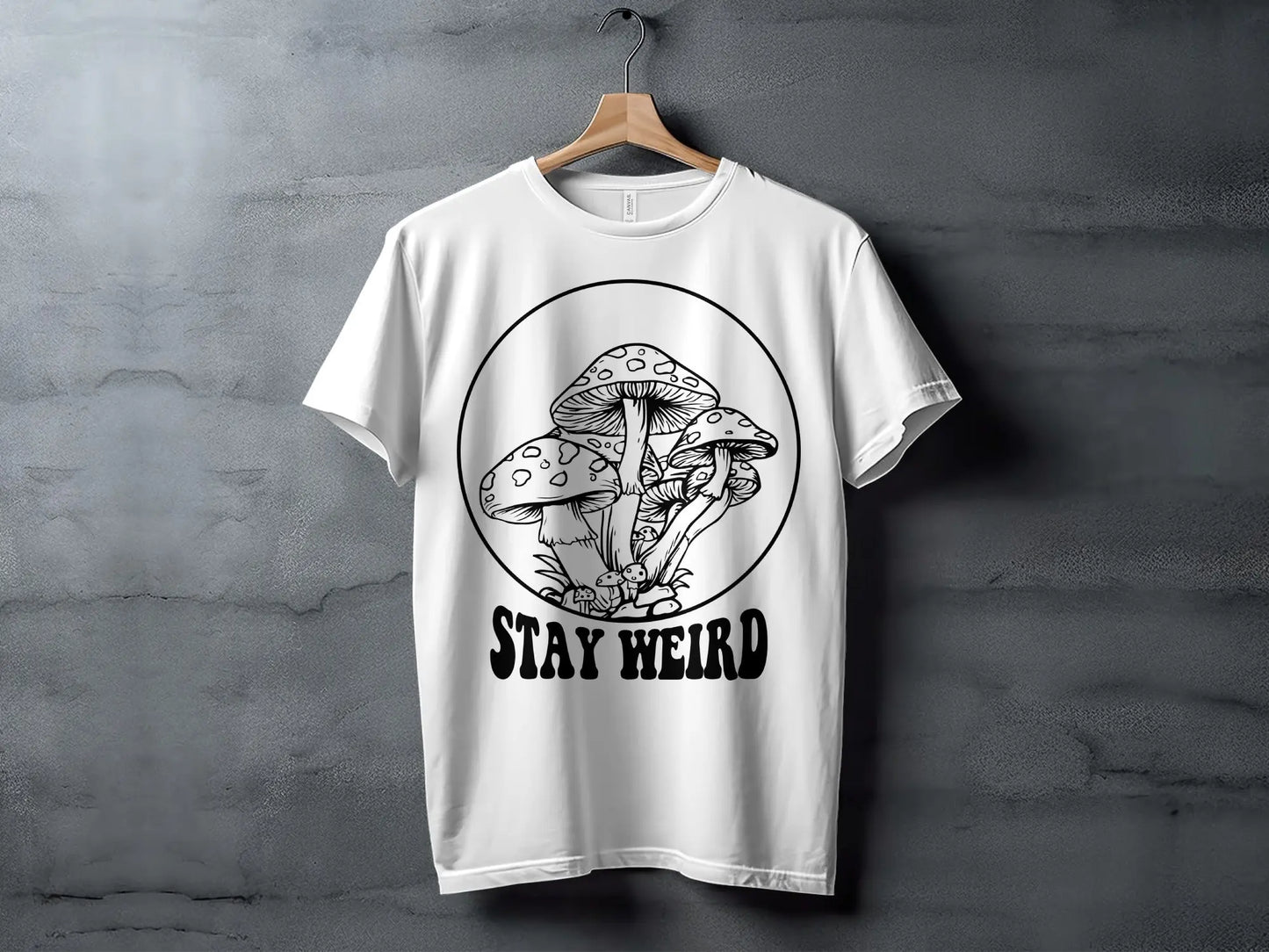 Stay Weird with Mushrooms Line Art Graphic T-Shirts Boofy