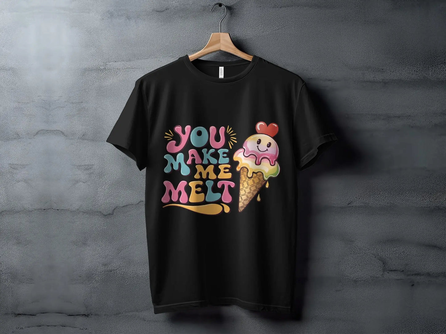 Cute Couple T-Shirt: "You Make Me Melt" Ice Cream Cone Fun Design