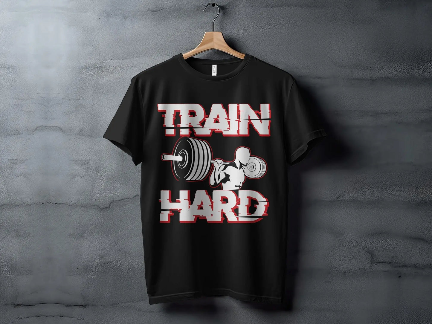 "Train Hard" Bodybuilder Fitness Gym Graphic T-Shirts Boofy