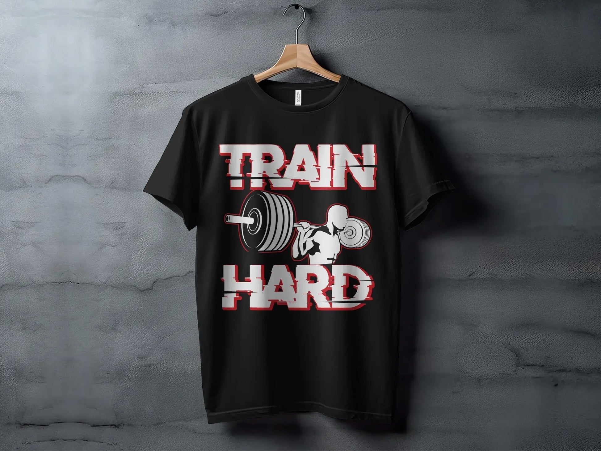 "Train Hard" Bodybuilder Fitness Gym Graphic T-Shirts Boofy