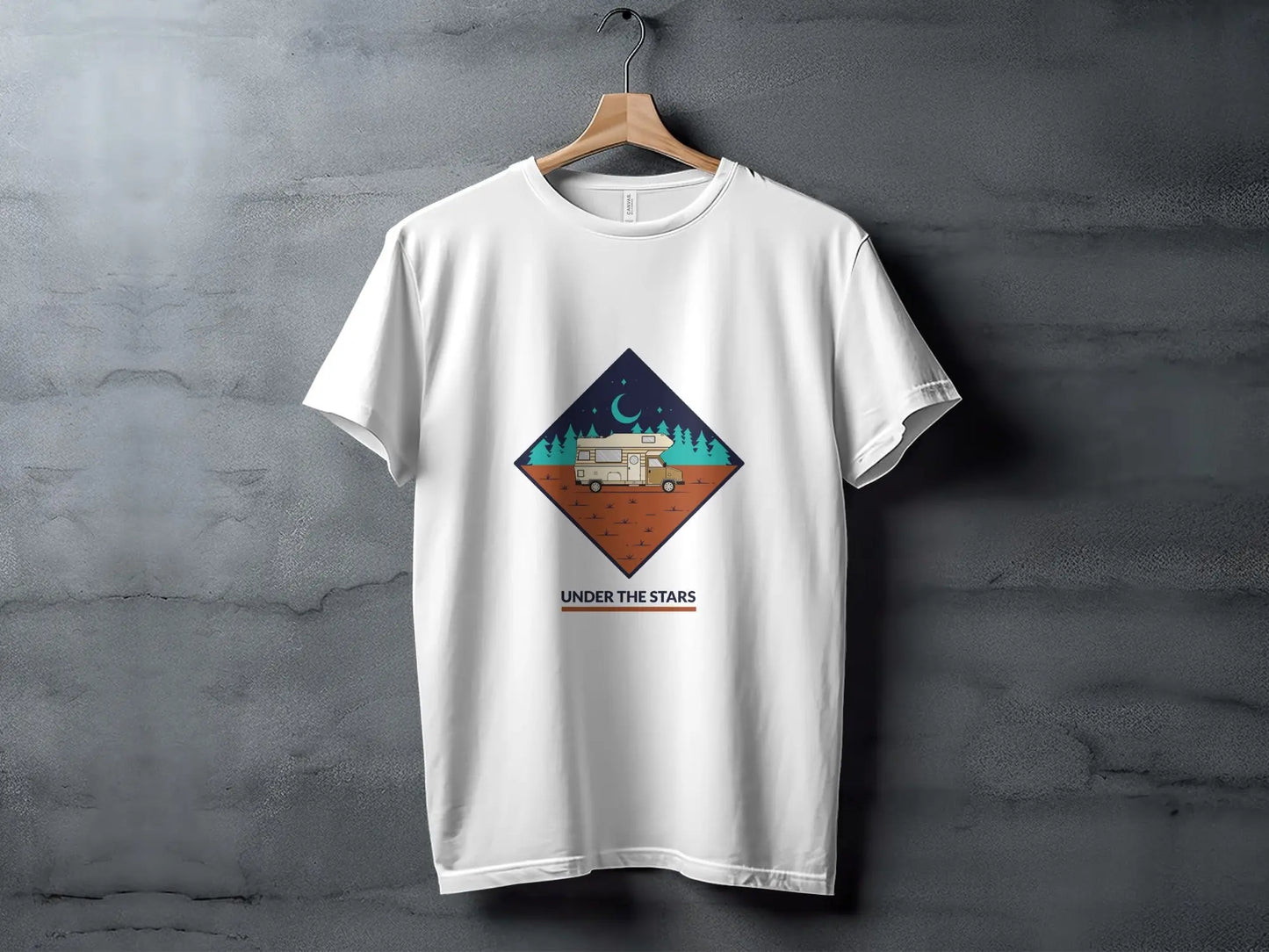 Under the Stars Camper Van Illustration T-Shirts My Store
