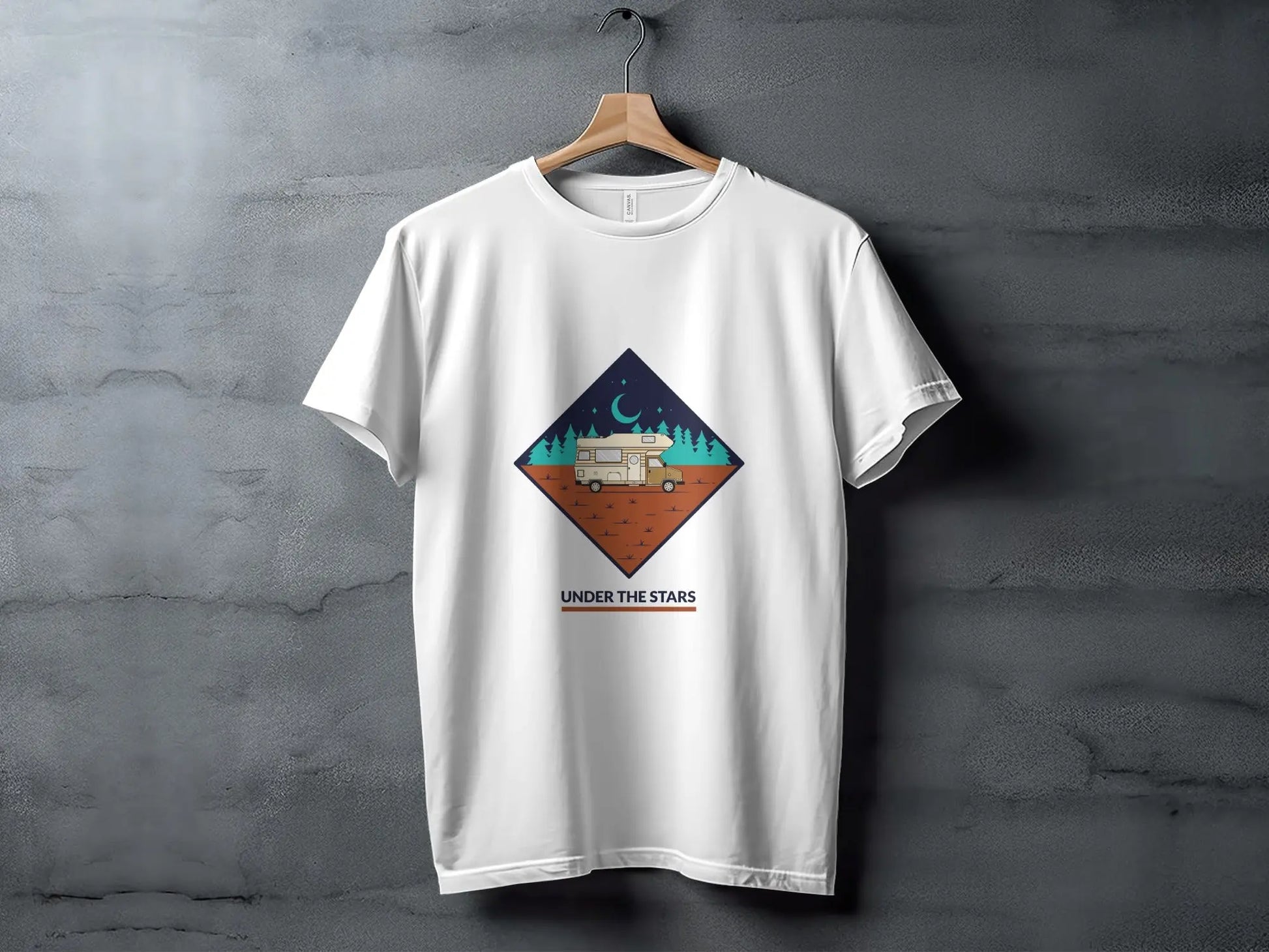 Under the Stars Camper Van Illustration T-Shirts My Store