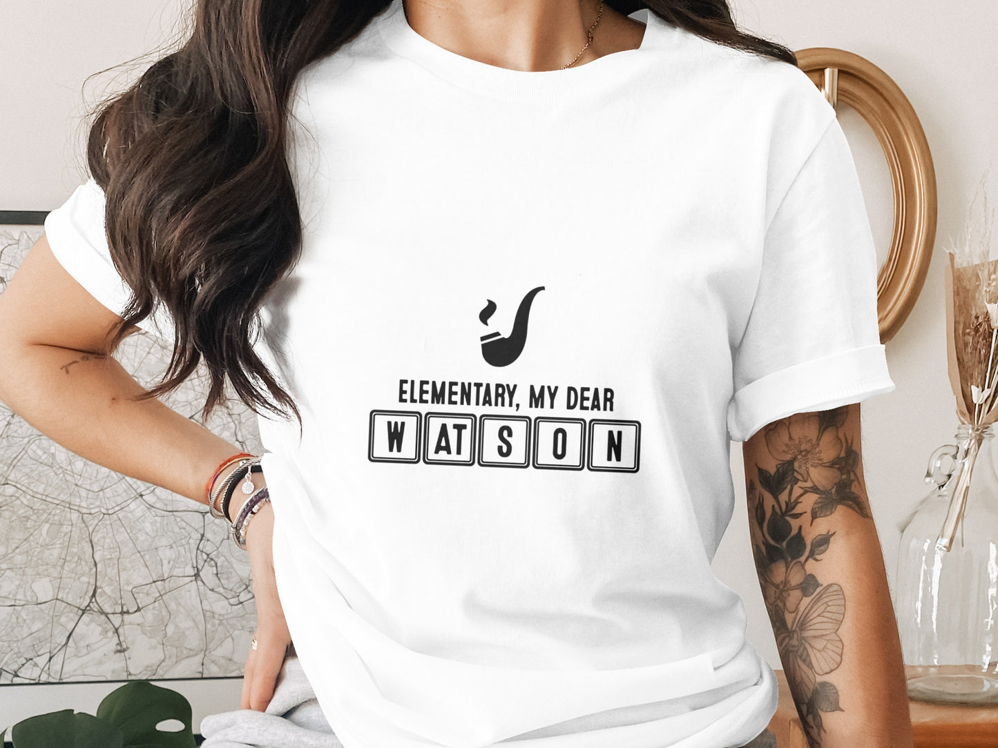 Sherlock Holmes T-Shirt: "Elementary My Dear Watson" Mystery Quote