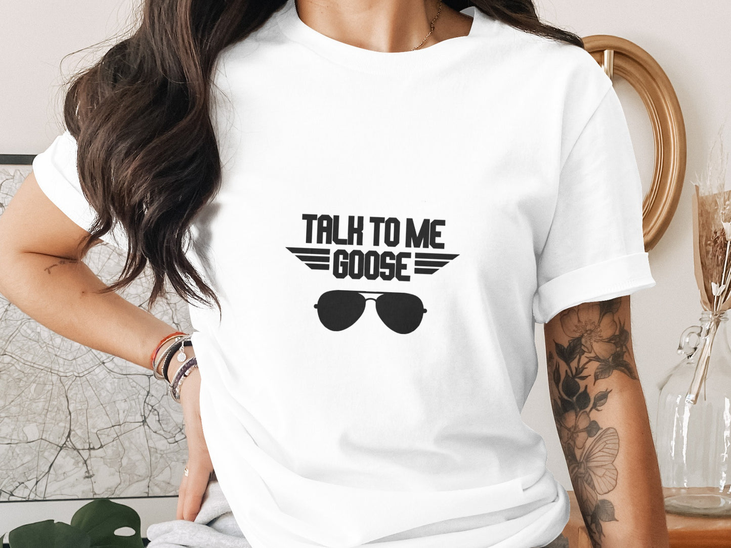 Classic Movie T-Shirt: "Talk To Me Goose" Aviator Sunglasses Design