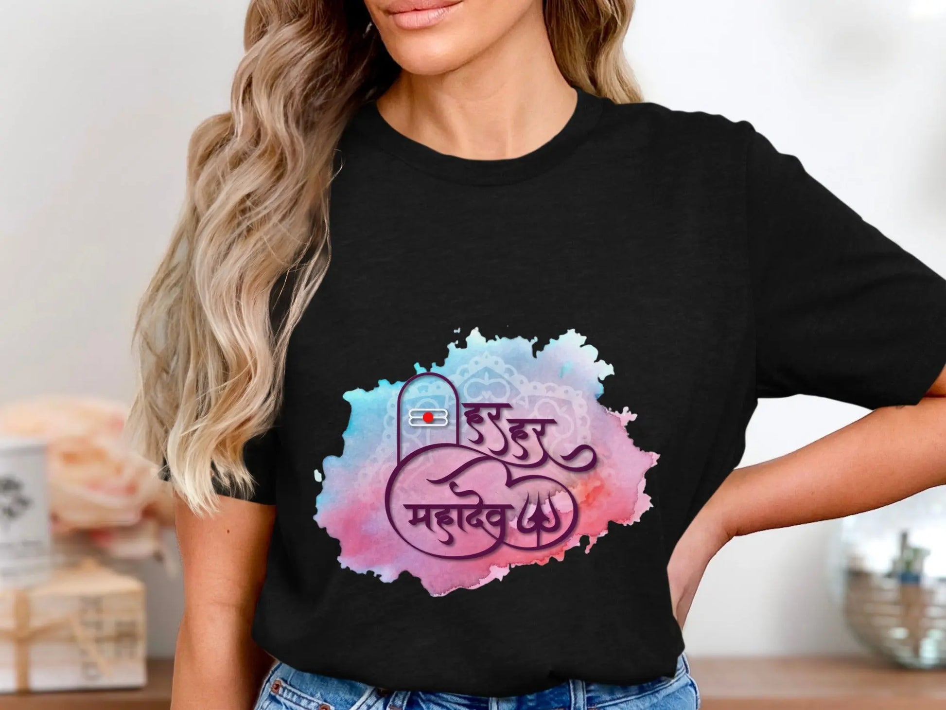Har Har Mahadev Design Illustration with Colors T-Shirts Boofy