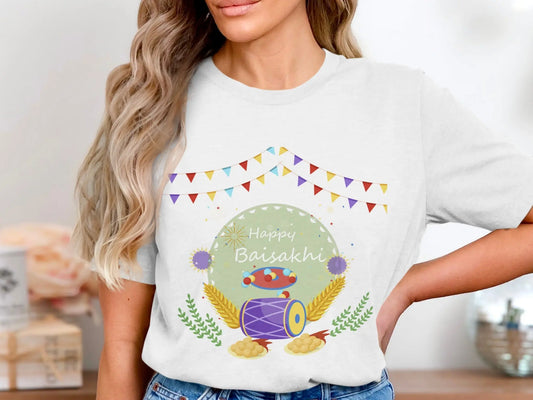 Happy Baisakhi Celebration Festivities Design for T-Shirts Boofy
