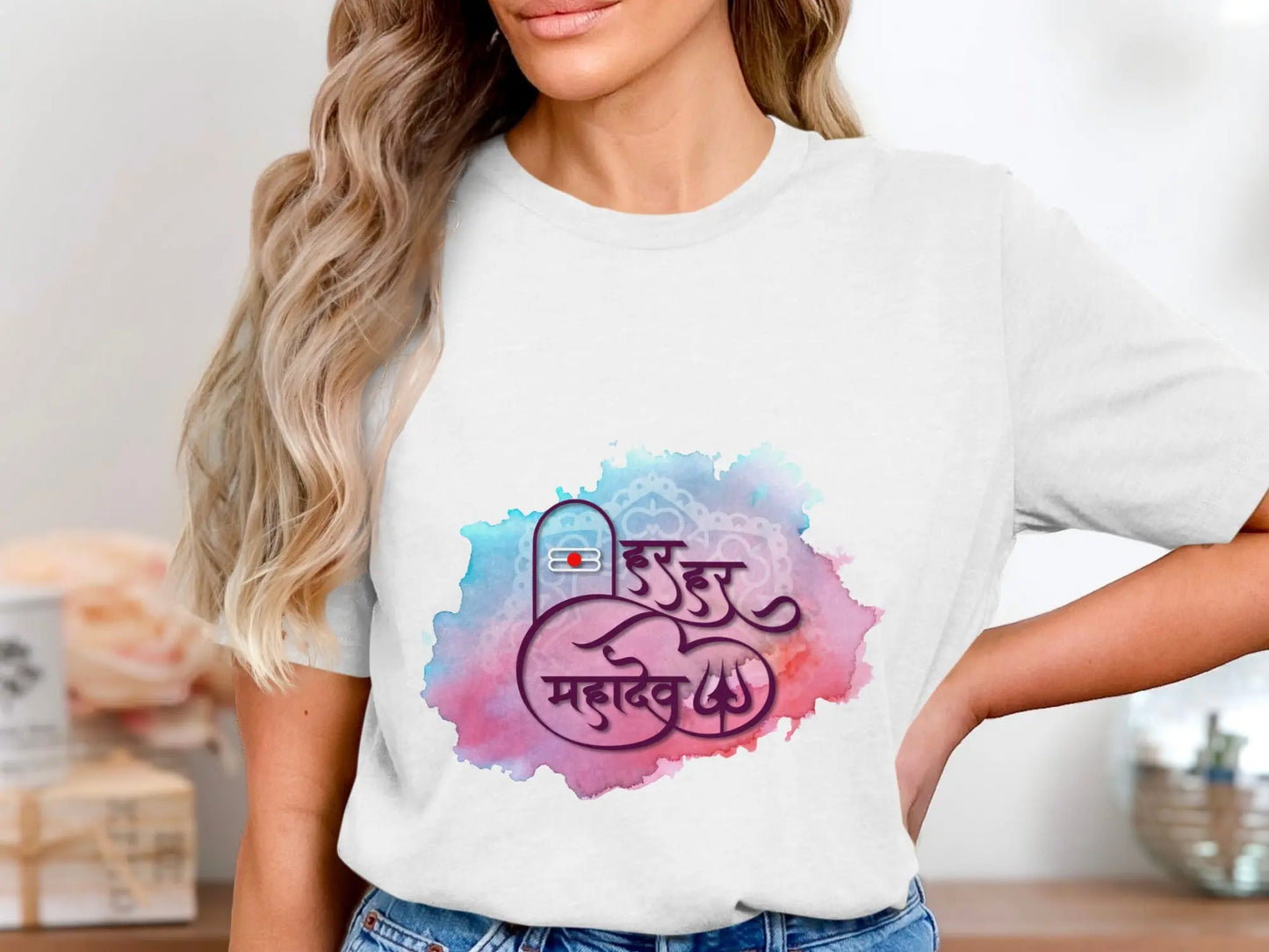 Har Har Mahadev Design Illustration with Colors T-Shirts Boofy