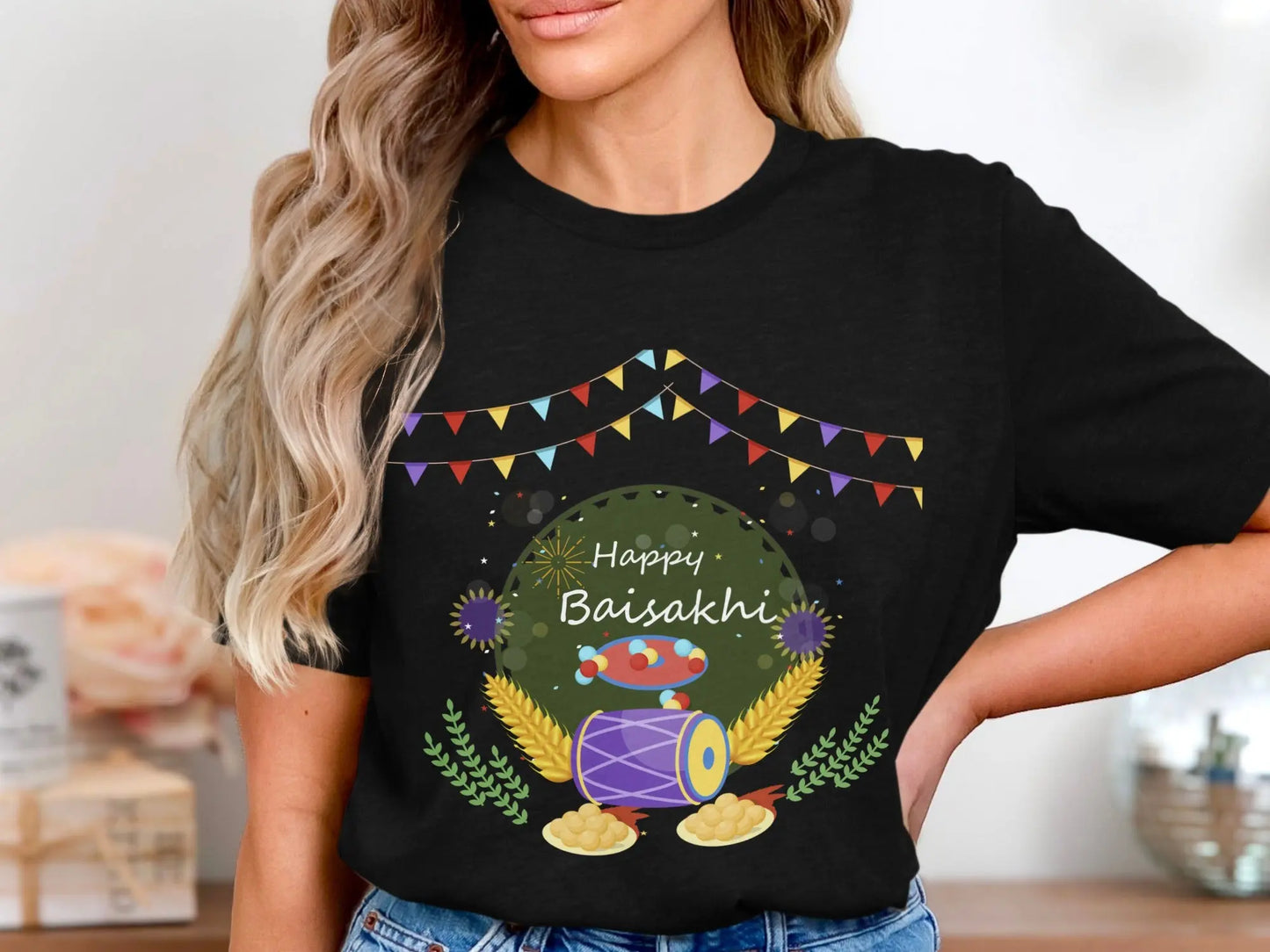 Happy Baisakhi Celebration Festivities Design for T-Shirts Boofy