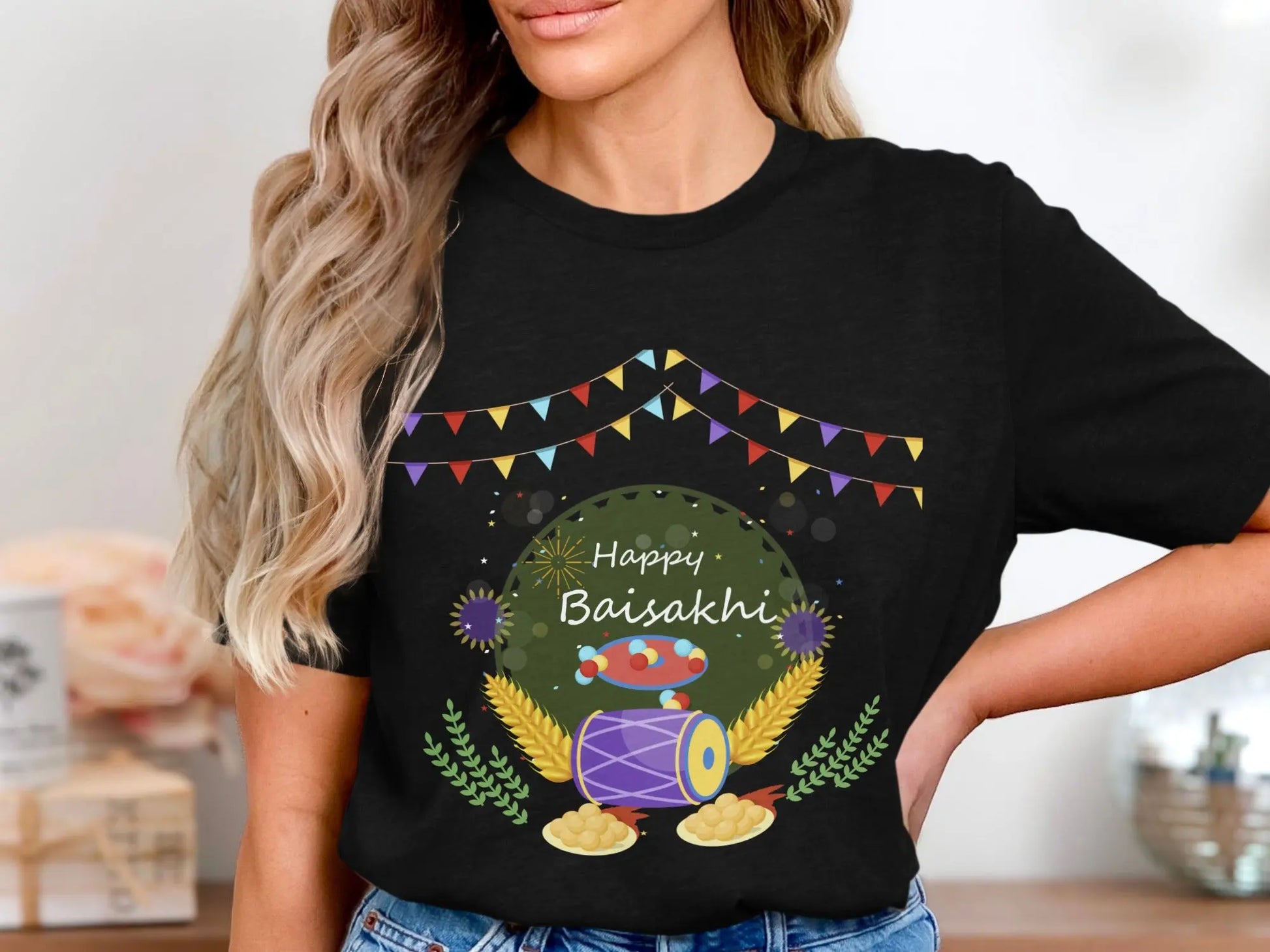 Happy Baisakhi Celebration Festivities Design for T-Shirts Boofy
