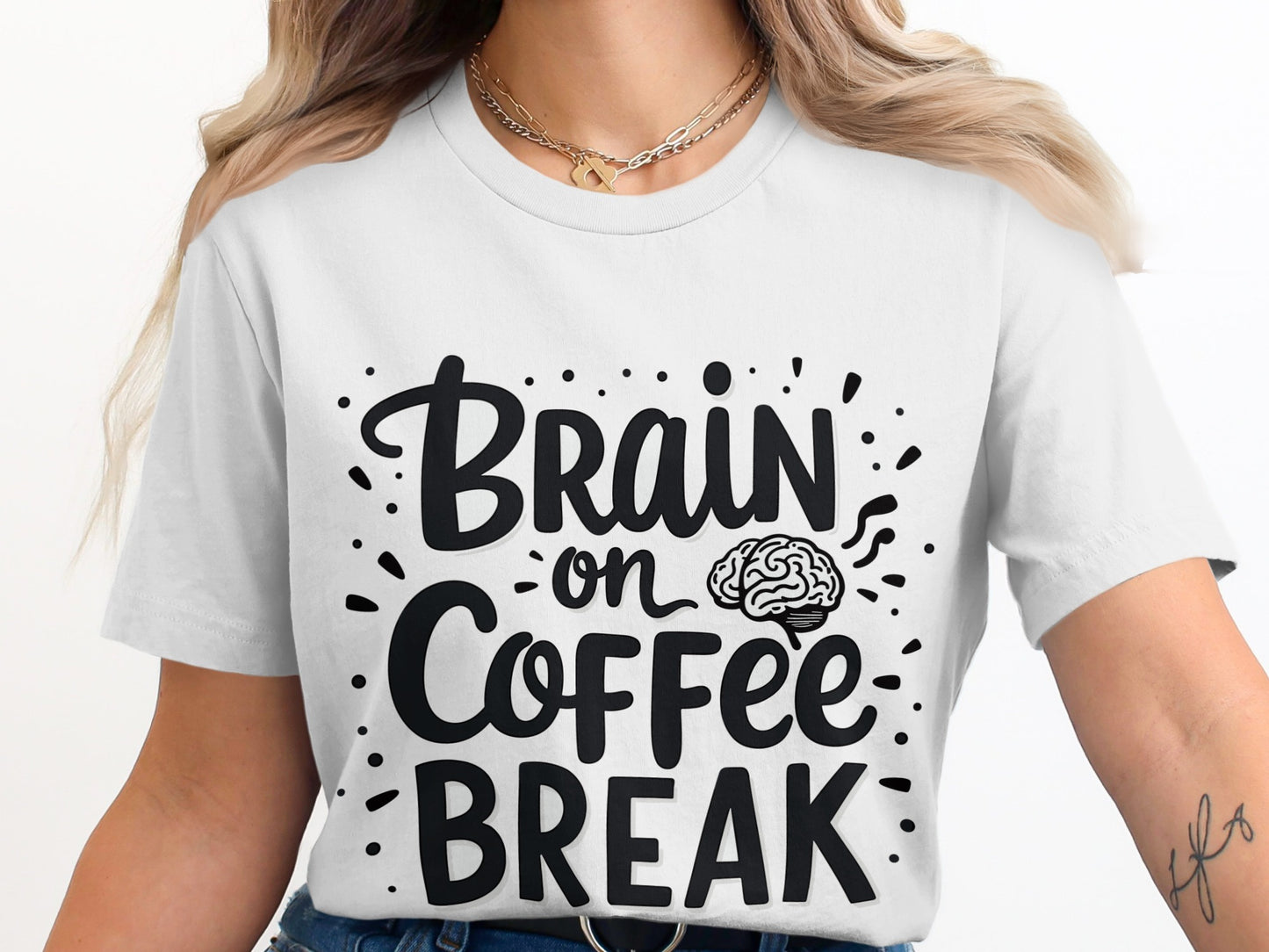 Coffee Lover T-Shirt: "Brain On Coffee Break" Funny Graphic Design