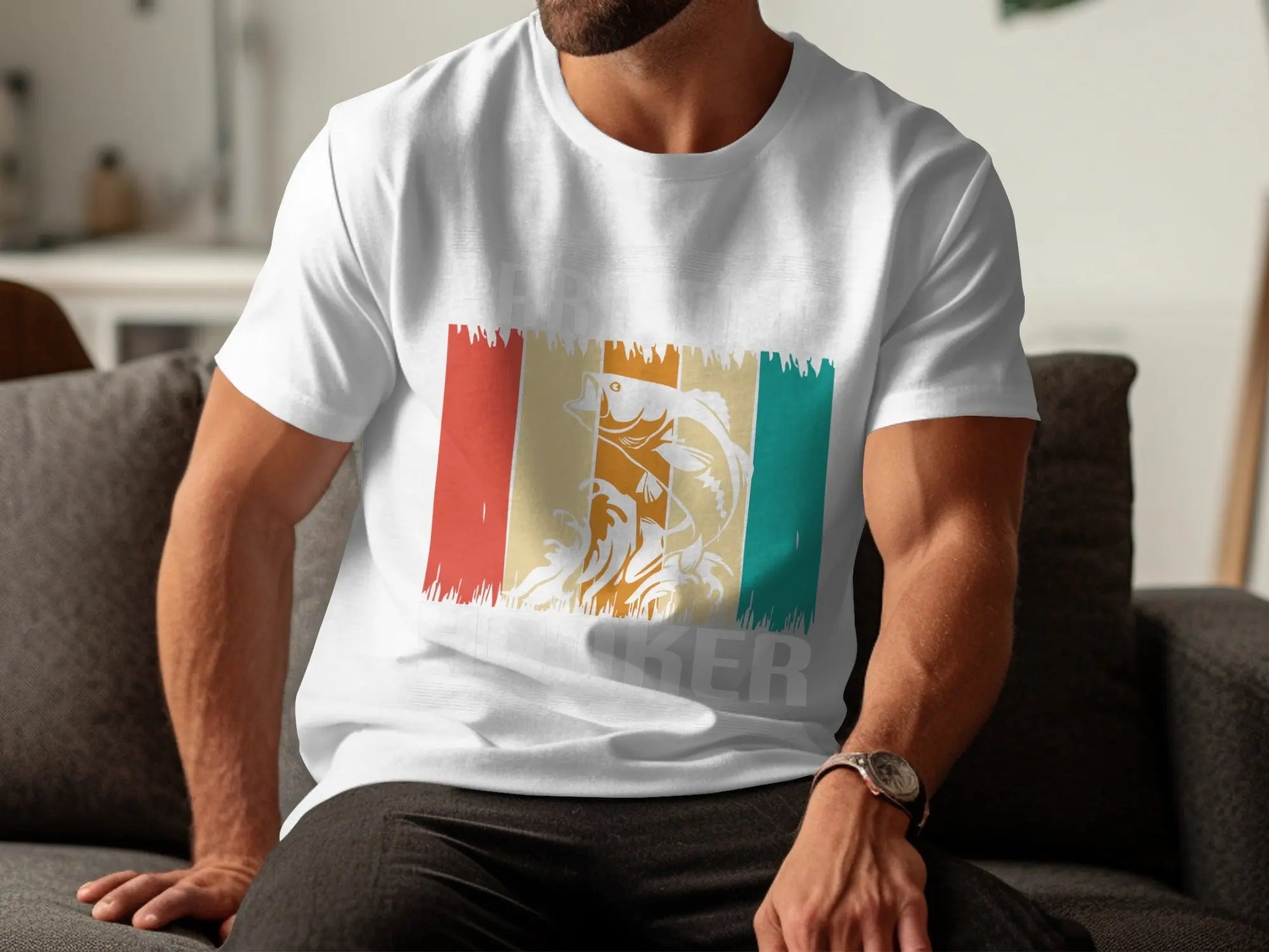 Bold Art Style Fish and Waves T-Shirt Boofy