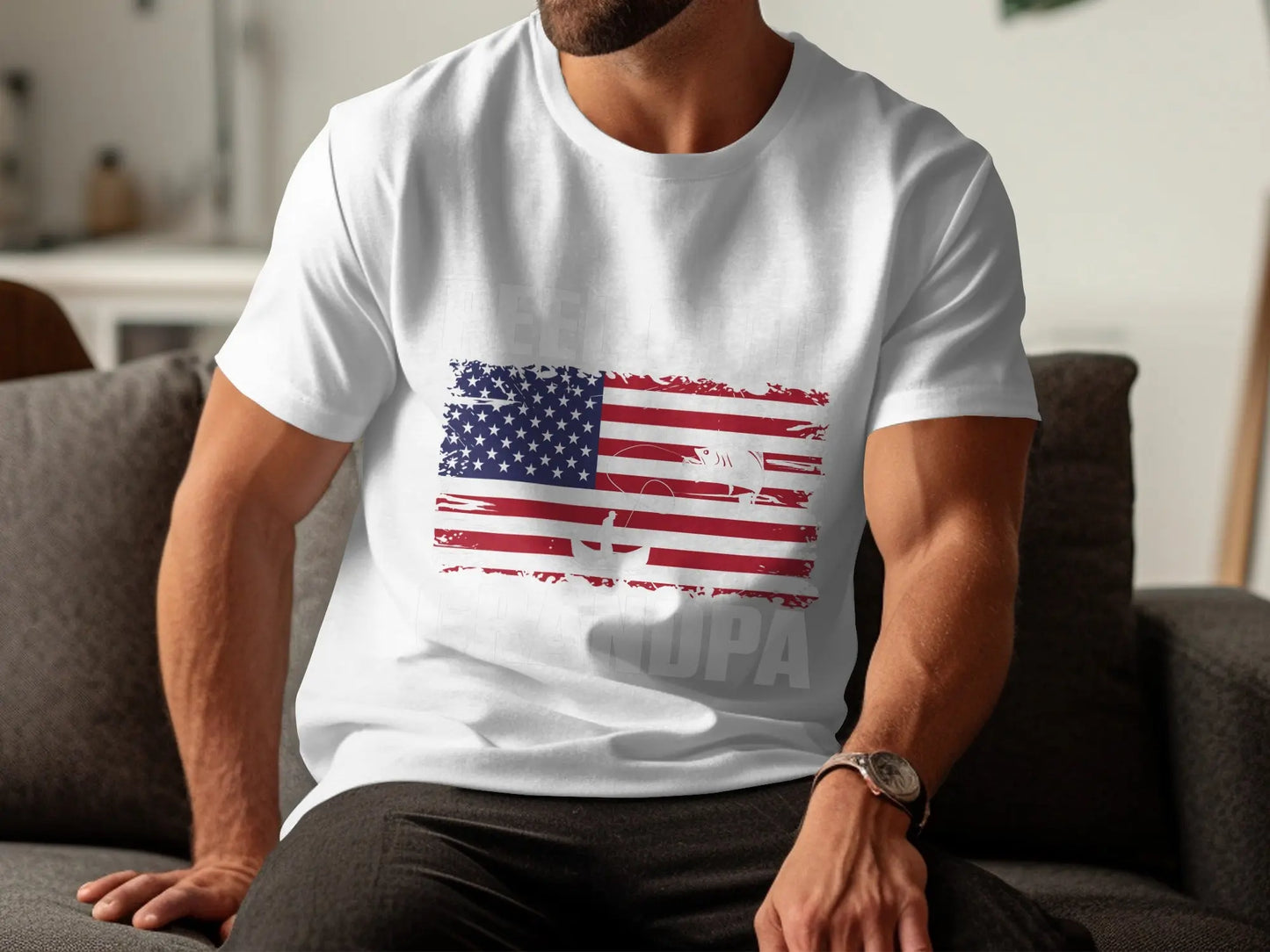 Patriotic Grandpa Fishing T-Shirt Boofy
