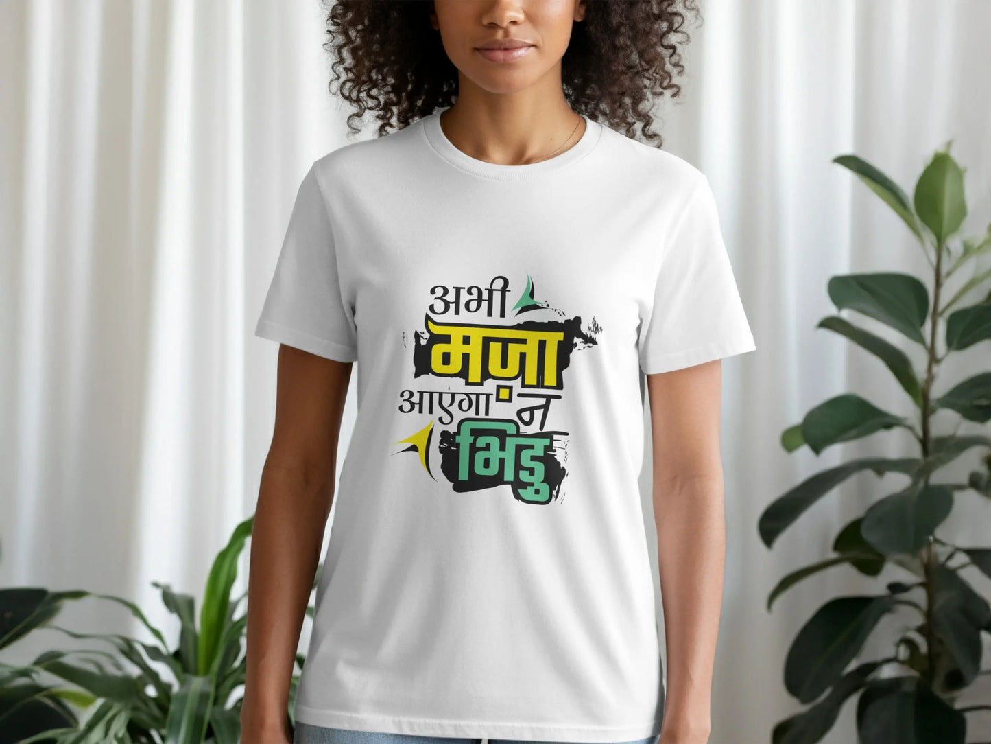 Abhi Maza Ayega Na Bhidu Graphic Design T-Shirts Boofy