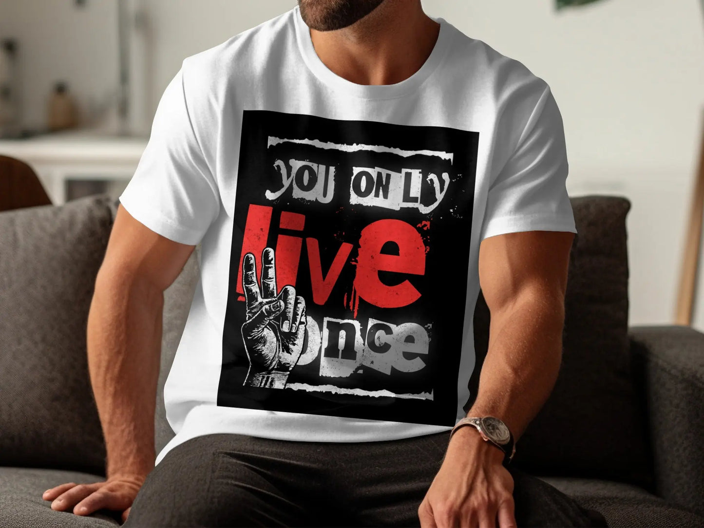 "You Only Live Once" Hand Graphic T-Shirt Boofy