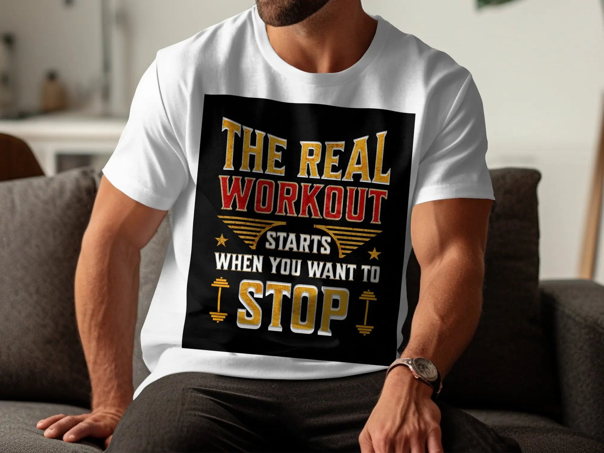 "The Real Workout Starts" Gym T-Shirt Boofy