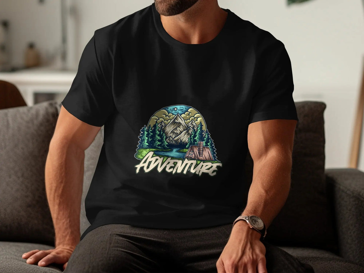 Experience Nature Adventure with Mountains and Cabin T-Shirts My Store