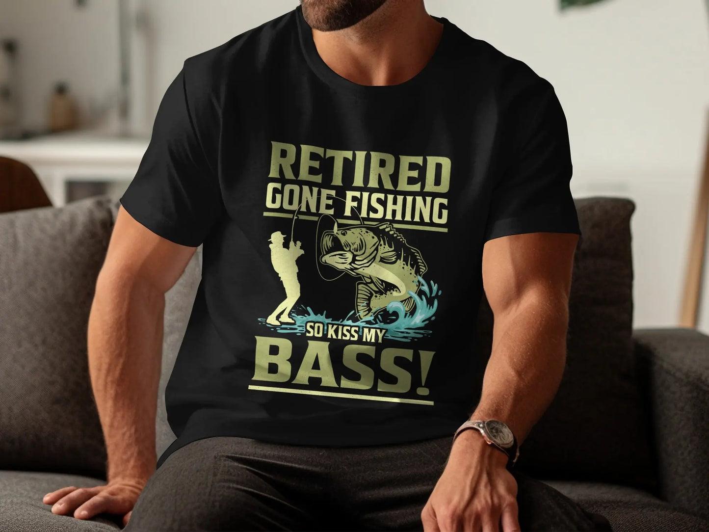 Retired "Kiss My Bass" Funny Fisherman T-Shirt Boofy