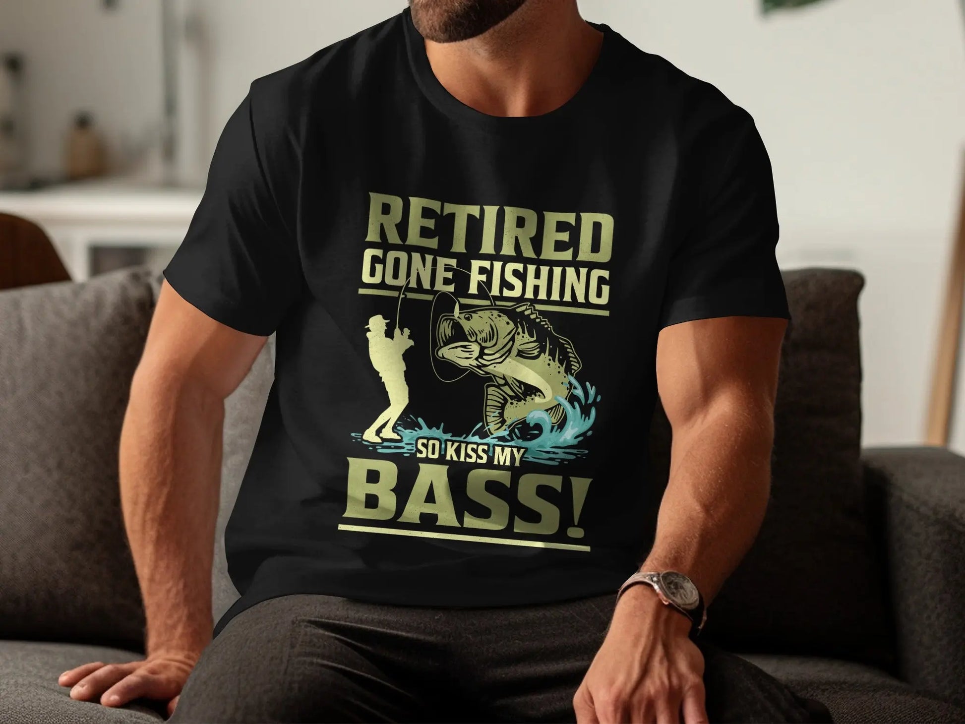 Retired "Kiss My Bass" Funny Fisherman T-Shirt Boofy