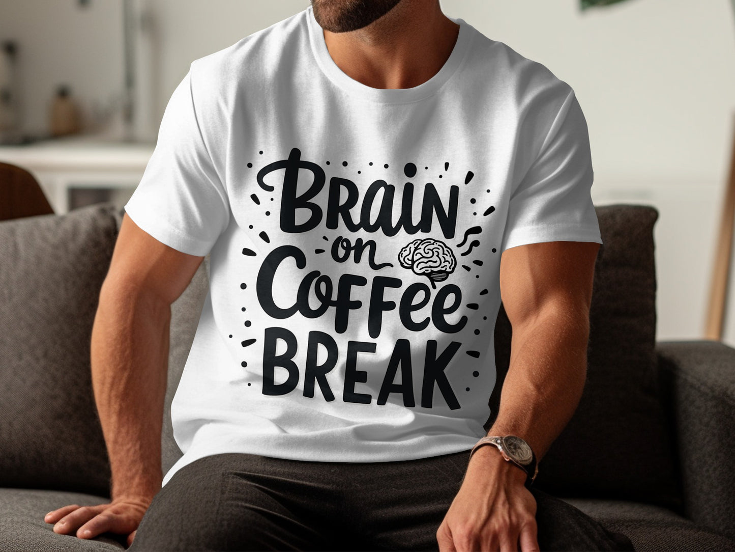 Coffee Lover T-Shirt: "Brain On Coffee Break" Funny Graphic Design