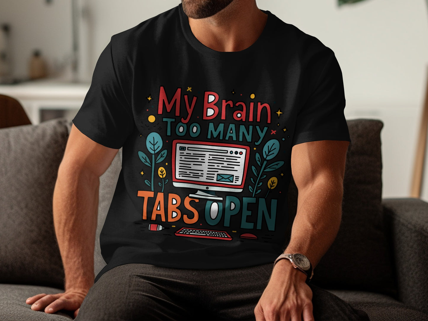 “My Brain Has Too Many Tabs Open” Tee — Tech & Office Humour