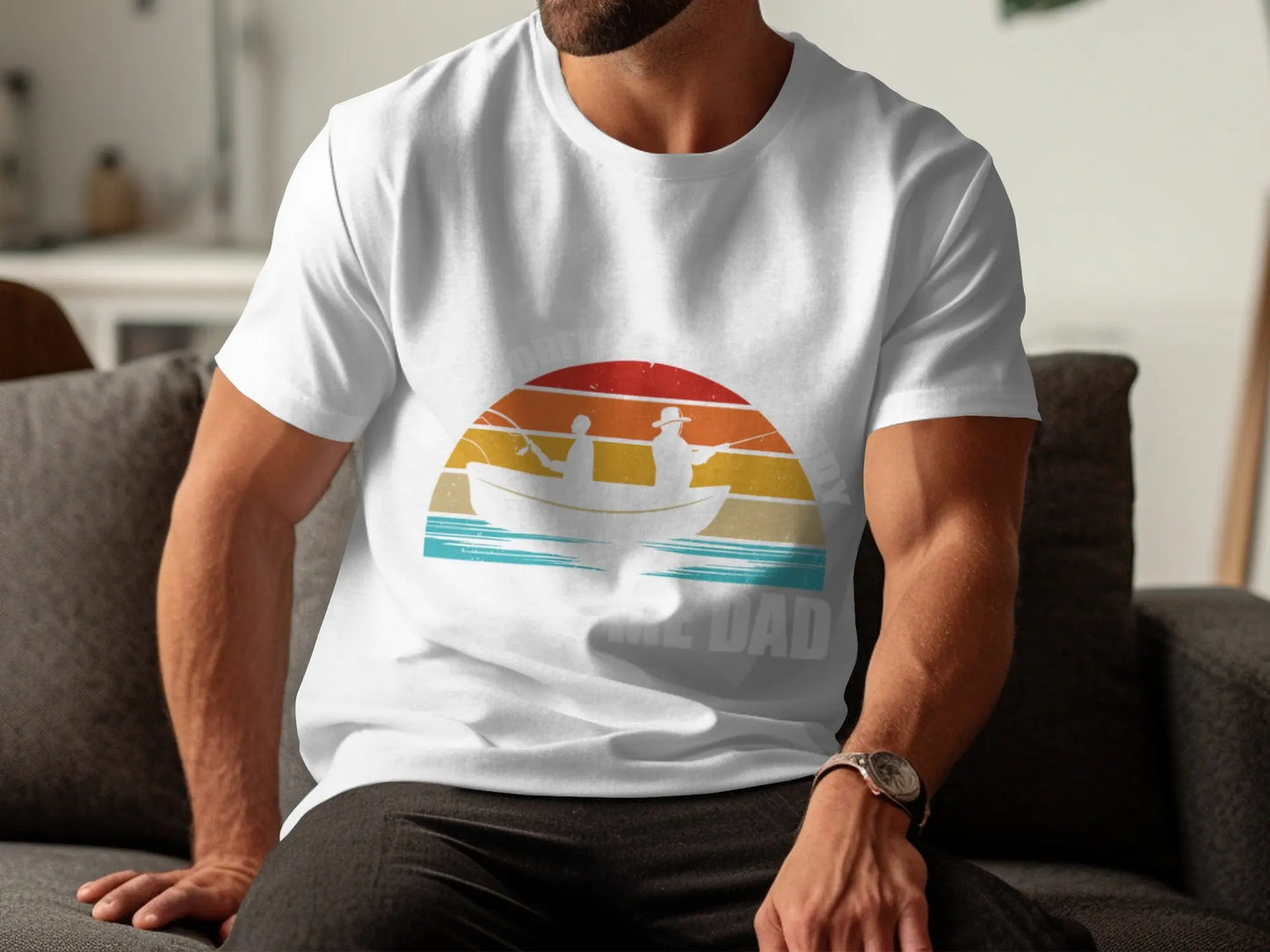 Retro Fishing Boat and Sunset Graphic T-Shirt Boofy
